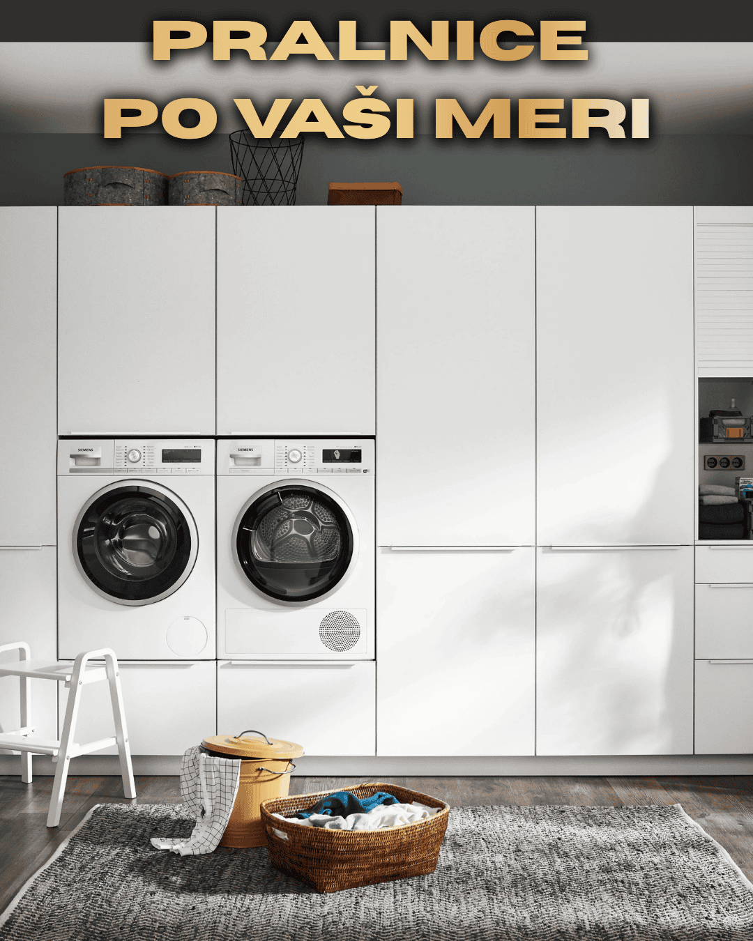Custom laundry room cabinetry for efficient space utilization and style.
