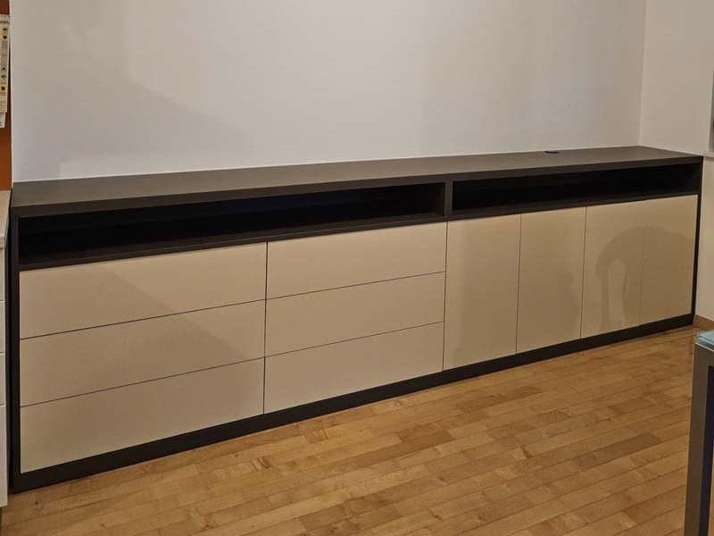 Contemporary beige and black sideboard for living rooms.